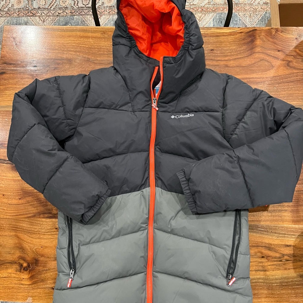 Columbia Two-Tone Puffer Jacket with Bright Orange Interior